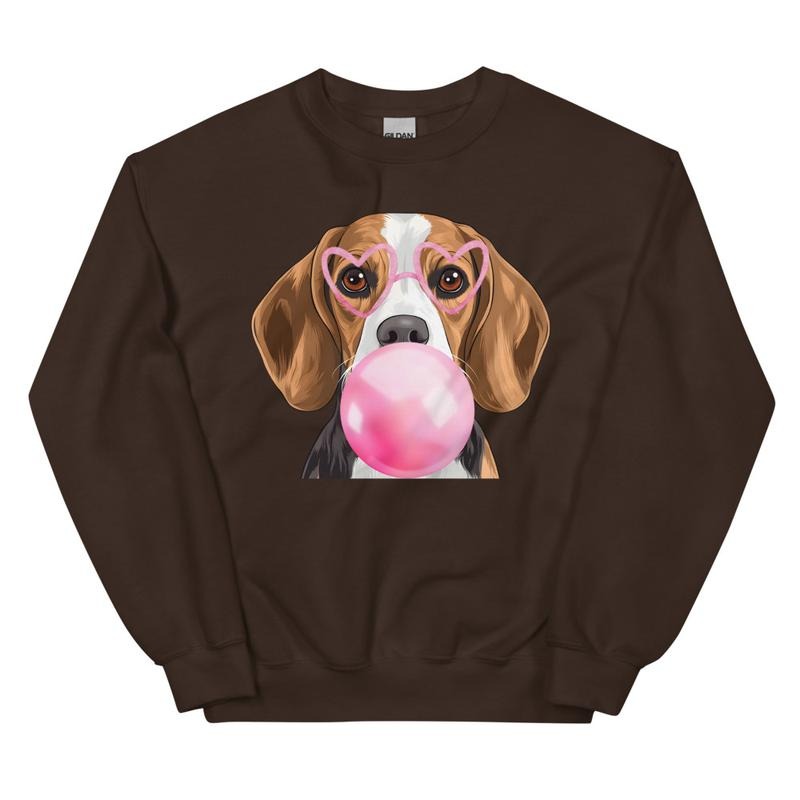 Beagle Bubble Gum Dog Sweatshirt, Trendy dog mom Crewneck T-Shirts, Hoodie | HypeCrazeTee.com