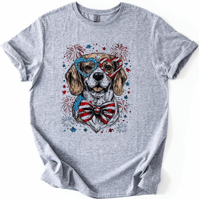 Beagle Patriotic Dog, USA, America, Pet Lover, 4th of July, Soft Style T-Shirt, Soft Style Tee, Women's Graphic Tshirt...