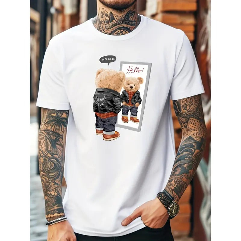 Bear In Suit Printed T-Shirt for Men Crew Necks Menswear Hoodie, Sweatshirt | HypeCrazeTee.com