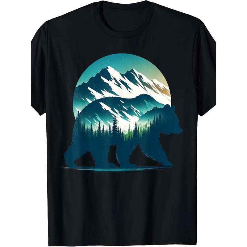 Bear Nature Mountain Tree Fun outdoor gift for Men and Women T-shirt Made in USA Hoodie, Sweatshirt | HypeCrazeTee.com