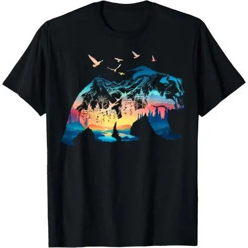 Bear Nature Outdoor Mountains Forest Trees Bear Wildlife T-Shirt Made in USA Hoodie, Sweatshirt | HypeCrazeTee.com