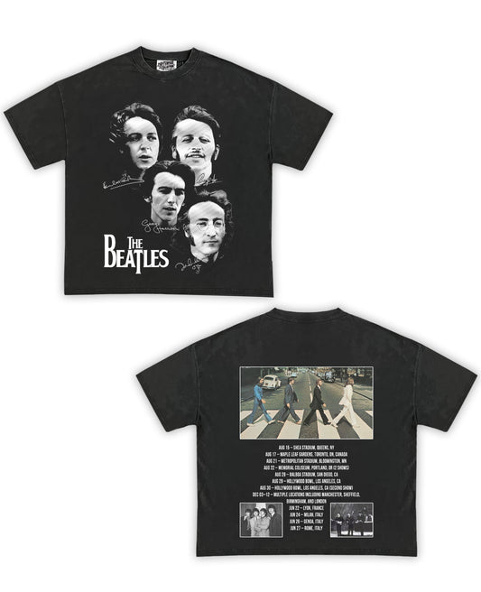 Beatles Tribute Vintage Shirt: Front/Back (Vintage Black)