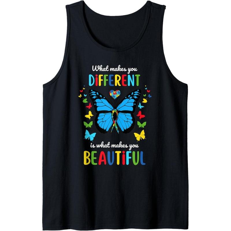 Beautiful Butterfly Autism Awareness Shirts For Mom Women Tank Top MADE IN USA Hoodie, Sweatshirt | HypeCrazeTee.com