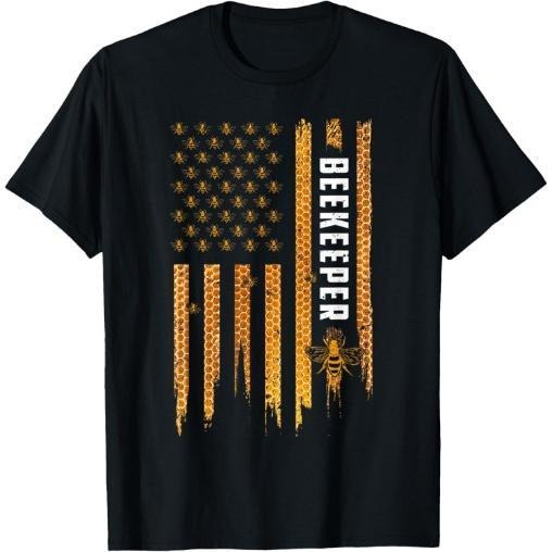 Beekeeping American Flag Honeycomb Honey Bees Beekeeper T-Shirt Made in USA Hoodie, Sweatshirt | HypeCrazeTee.com