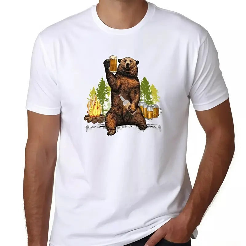 Beer Bear T-Shirt Drunk Bear PartySummer Tee Cotton Menswear Top Decoration Hoodie, Sweatshirt | HypeCrazeTee.com