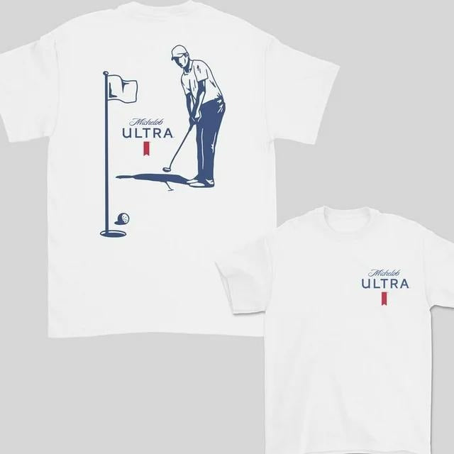 Beer Fatherhood Shirt Mi.Chelob Ul.Tra Golfing Golf More Work Less Ultra Beer Two Sided Shirt Golf Short Sleeve Shirt T-Shirts, Hoodie, Sweatshirt