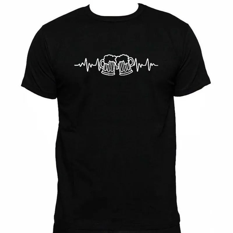 Beer T-Shirt Pint Glass Heartbeat Cheers Tshirt  Father Boyfriend Grandad Dad Birthday Gift Drinking T-Shirt Hoodie,...