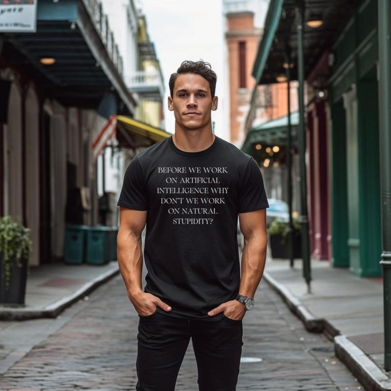 Before We Work On Artificial Intelligence Why Don't We Work On Natural Stupidity Unisex Shirt - Artificial Intelligence