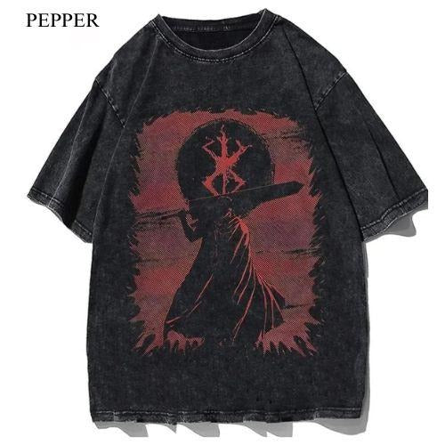 Berserk Anime Batik Acid Washed Menswear Top T-Shirts, Hoodie, Sweatshirt