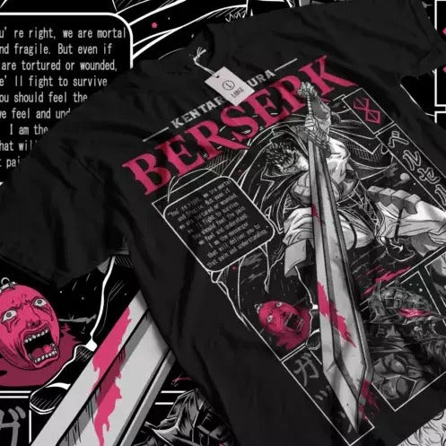 Berserk T-shirt Strip Guts Berserker Armour Horror Anime Gift Tee Shirt All Size Hoodie, Sweatshirt | HypeCrazeTee.com