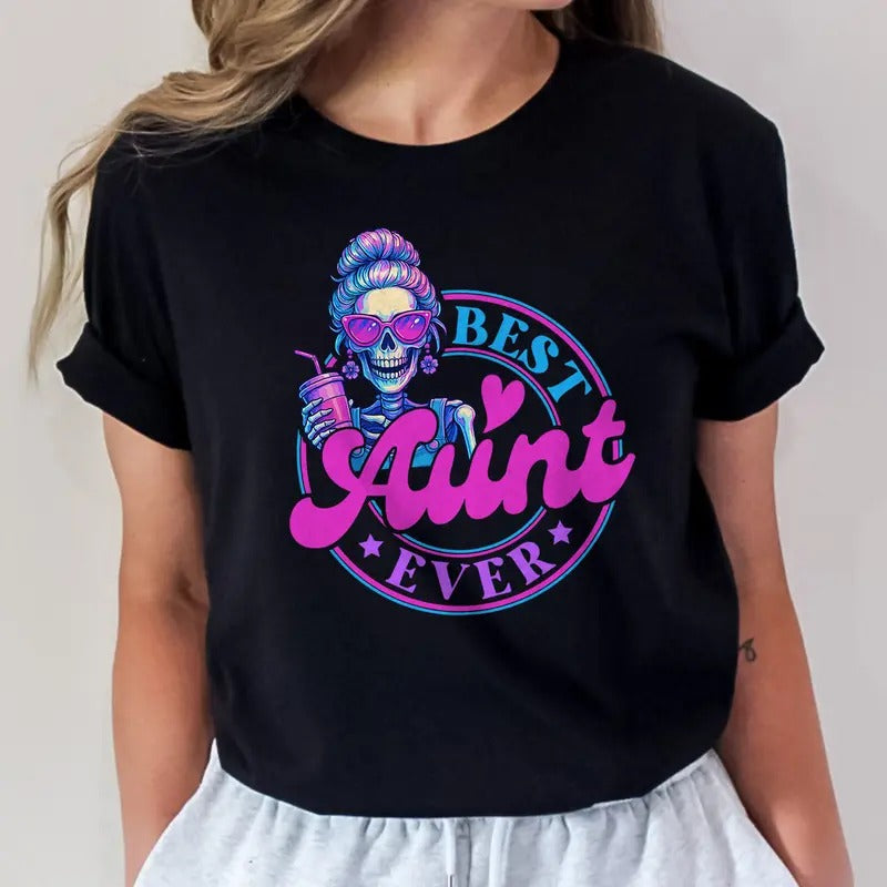 Best Aunt Ever Shirt | Funny Aunt T-shirt | Skeleton Aunt Tee | Aunt Gift | Retro Auntie Shirt Hoodie, Sweatshirt
