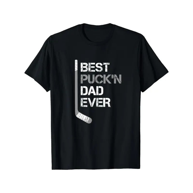 Best Hockey Dad Ever" Cotton T-Shirt