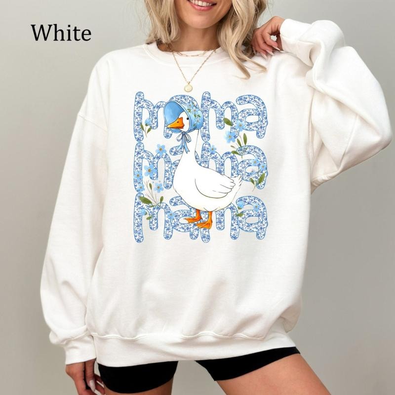 Best Mom Ever Sweatshirt, Floral Mama Goose Shirt, Cute Mother's Day Gift, Mom Life Cozy Crewneck, Cozy Fleece...