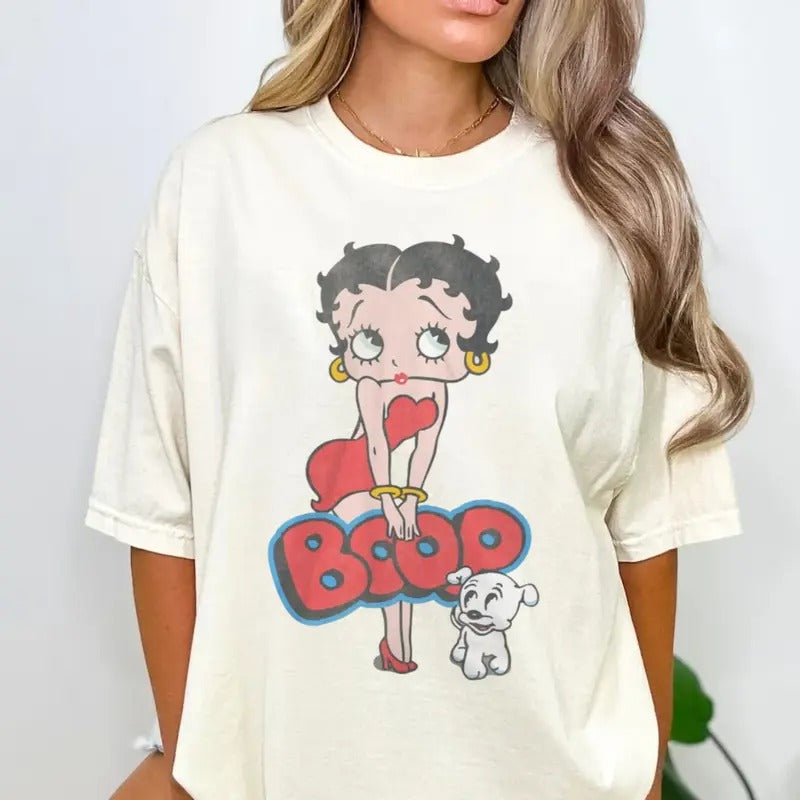 Betty Boop, Vintage Sassy Boop & Pudgy Unisex T Shirt 80s, Cartoon, Animated Cartoon, Tv Show, Vintage, Trending Shirt,...
