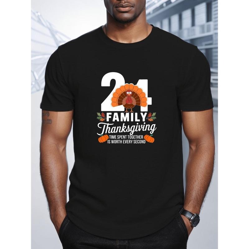 Big & Tall Plus Size Men's Summer Short Sleeve Tees, Turkey Thanksgiving Graphic Print Trend Casual T-Shirts for Daily...