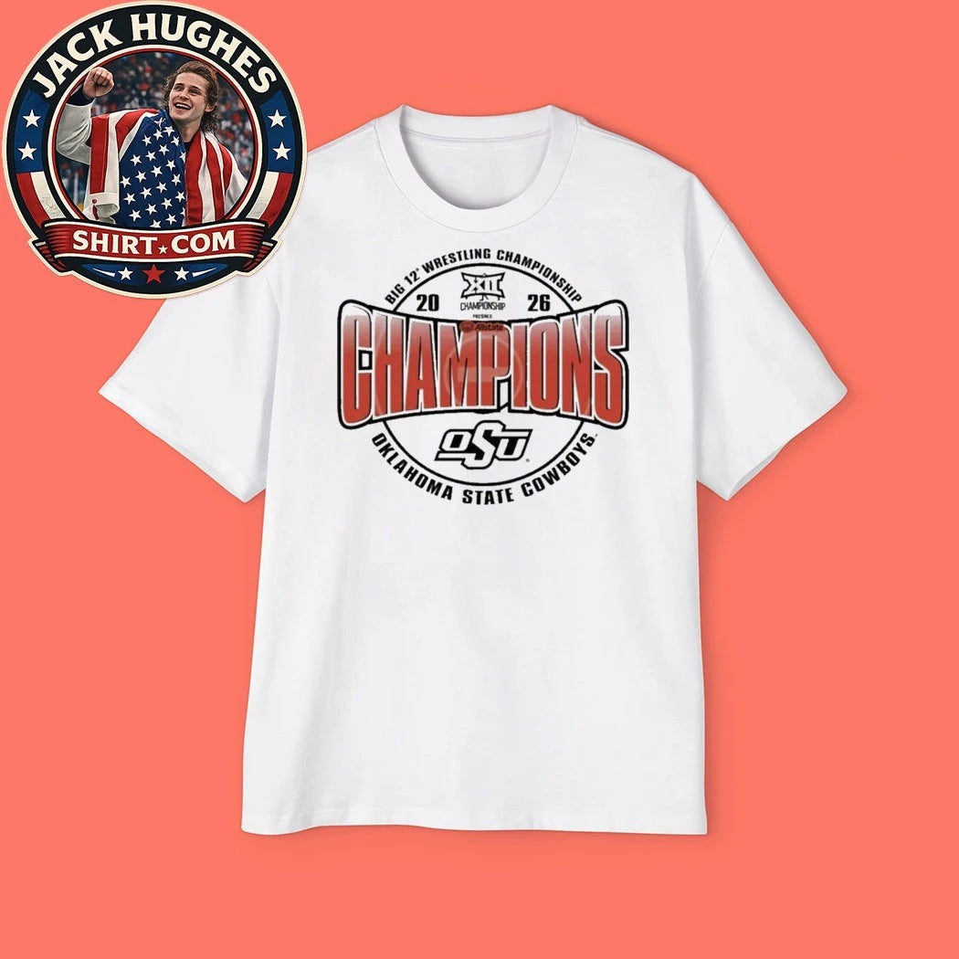 Big 12 Wrestling Champions Oklahoma State Cowboys 2026 Logo T-Shirt