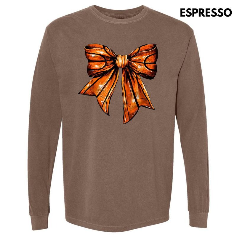 Big Basketball Bow FAKE Glitter Long Sleeve Comfort Colors T-Shirt 'NLB' Hoodie, Sweatshirt | HypeCrazeTee.com