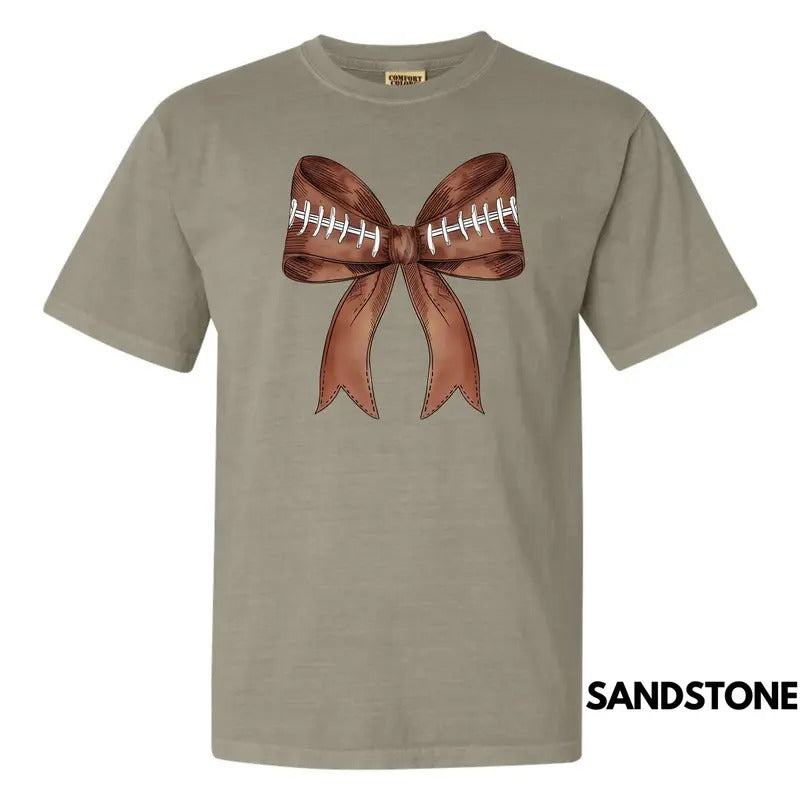 Big FOOTBALL Bow Comfort Colors T-Shirt 'NLB' Hoodie, Sweatshirt | HypeCrazeTee.com