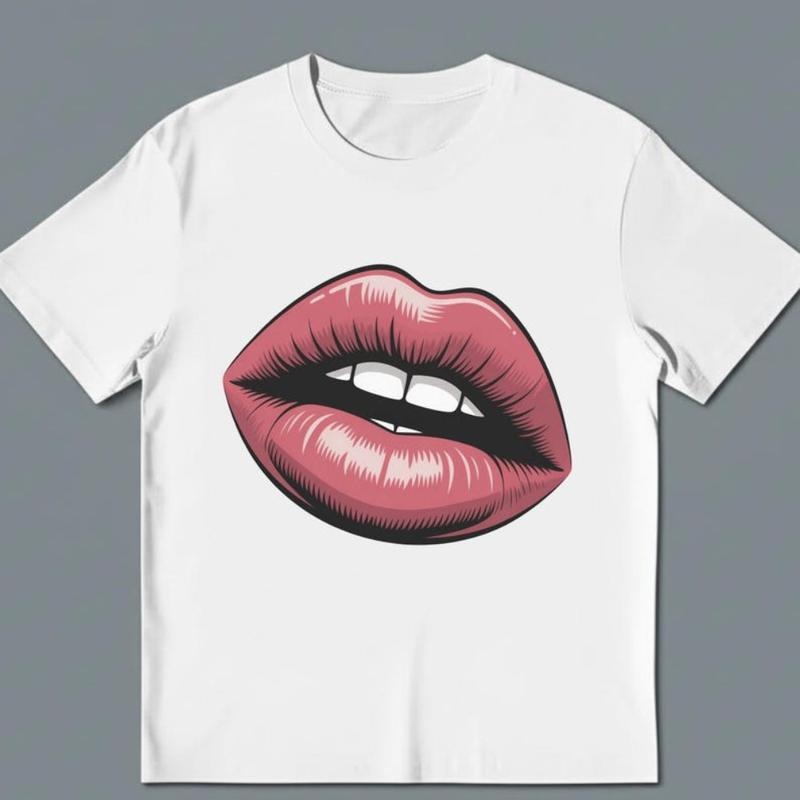 Big Lips Y2k Mouth T Shirt Grillz White T Shirt Unisex Y2k Shirt Streetwear T Shirt ashion Streetwear Unisex Men Women...