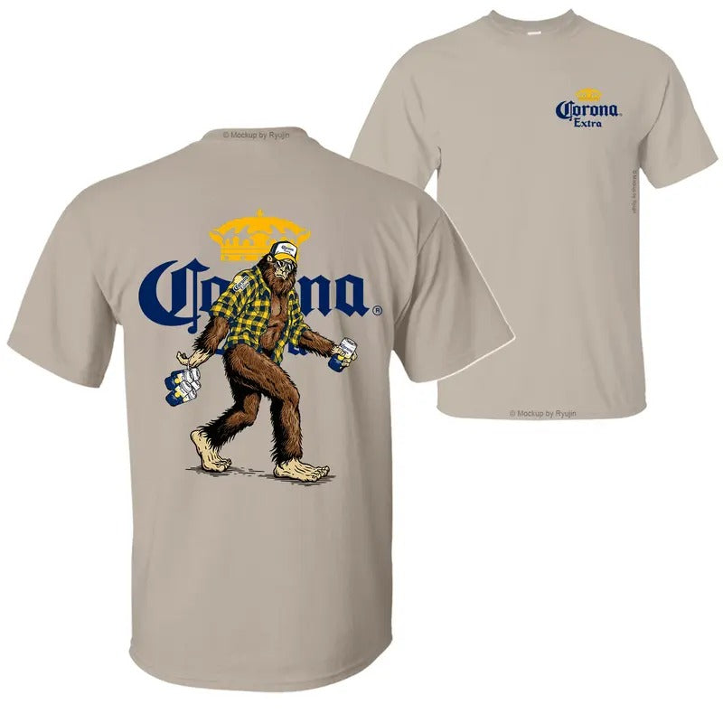 Bigfoot Corona Extra T-shirt, Corona Extra Shirt, 2 Sided Graphic Printed Unisex Classic Comfort Cotton T-Shirts for Men...