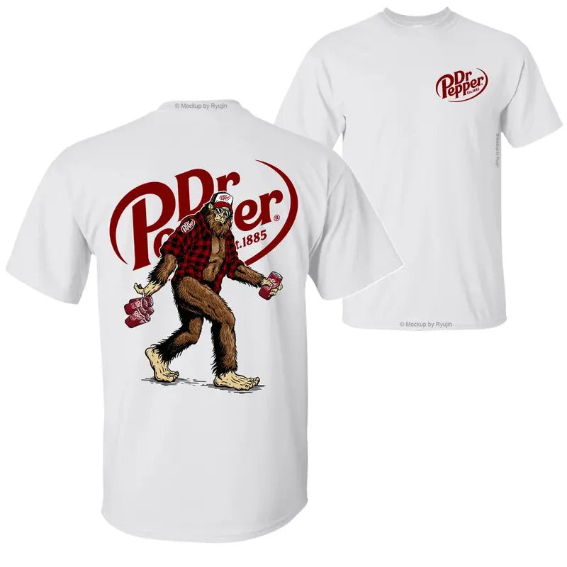 Bigfoot Dr Peper T-shirt, Dr Peper Shirt, 2 Sided Graphic Printed Unisex Classic Comfort Cotton T-Shirts for Men for...