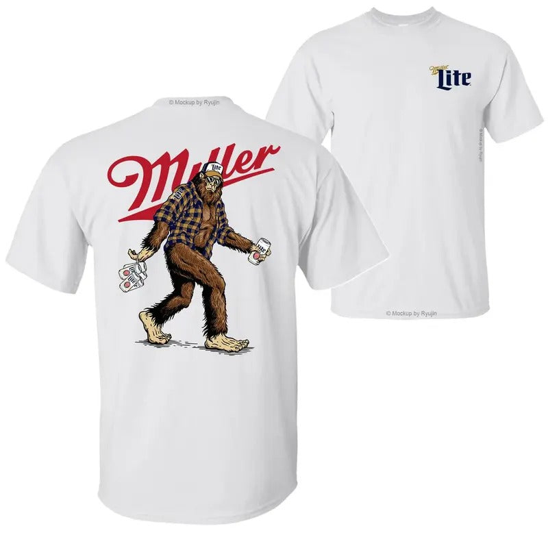 Bigfoot Miler Lite T-Shirt Hoodie, 2 Sided Graphic Printed Classic Comfort Cotton T-Shirts - Trendy Shirt - Unisex...