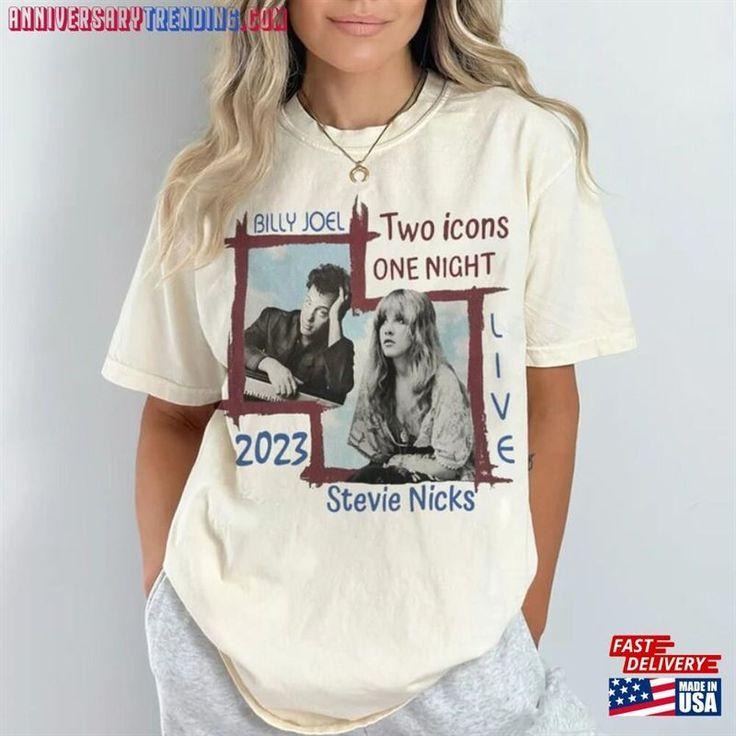 Billy Joel Stevie Nick Two Icons One Night Shirt 2023 T-Shirts, Hoodie, Sweatshirt