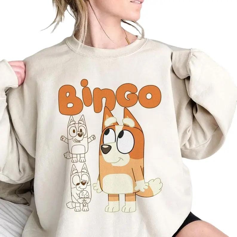 Bingo Bluey Cartoon Shirt | Bluey Character Sweatshirt| Bluey Family Tee| Bluey Friends Shirt | Bluey Tee| Bluey Shirt Hoodie