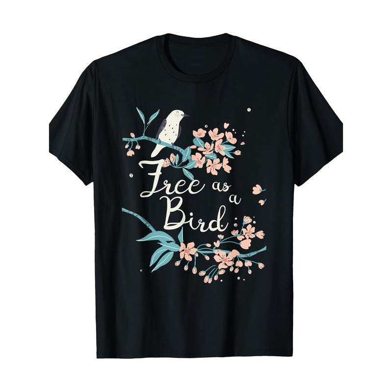 Bird Sakura Yoga T-shirt -Comfortable, Crew neck, casual, print, Fashion, 100%cotton Made in USA Hoodie, Sweatshirt