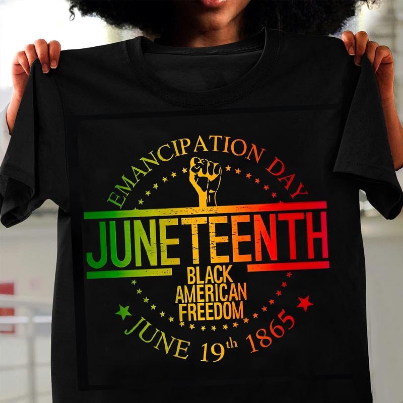 Black American Freedom Emancipation Day Unisex T-shirt, Juneteenth 1865 BLM Tee, 100% Cotton Top For Men and Women...