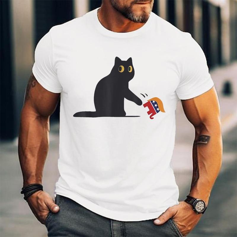 Black Cat vs Elephant Anti-Trump 2025 Unisex T-Shirt, Cotton 100%, Top Trending Fashion Hoodie, Sweatshirt | HypeCrazeTee.com