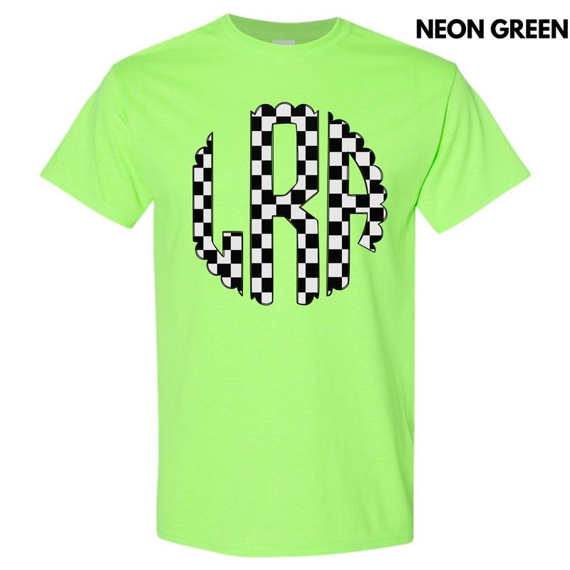 Black Checkered Monogram Gildan Short Sleeve T-Shirt 'NLB' Hoodie, Sweatshirt | HypeCrazeTee.com