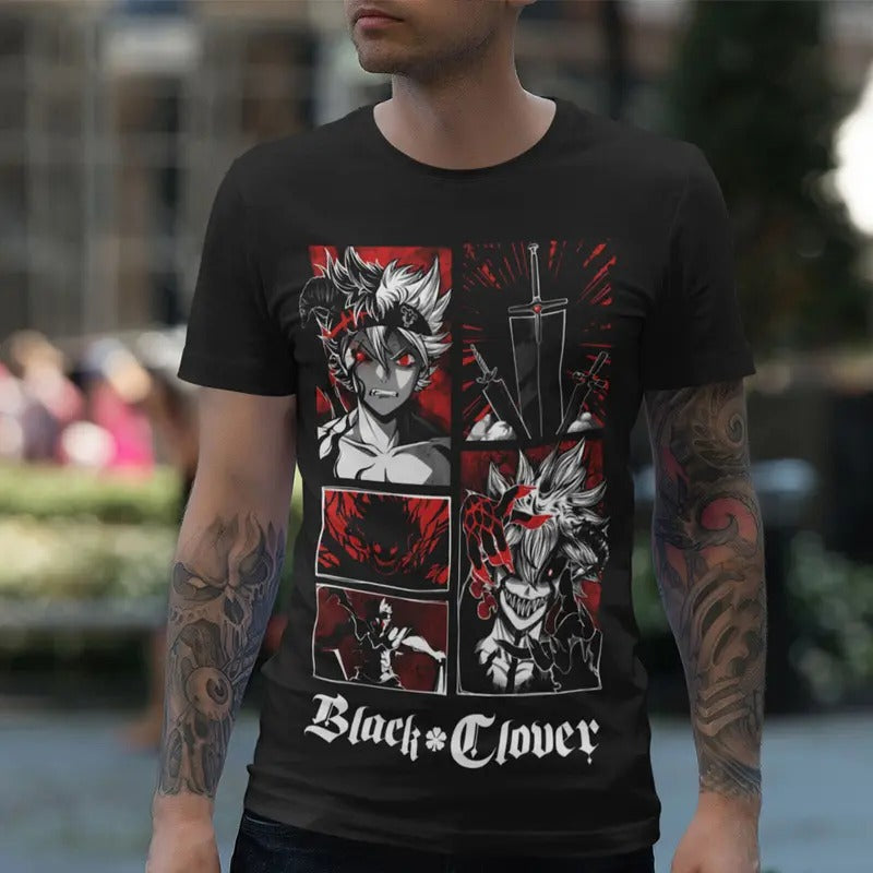 Black Clover Asta Yuno Anime Manga Tshirt Anime Manga Black Shirt Tshirt S-4XL Hoodie, Sweatshirt | HypeCrazeTee.com