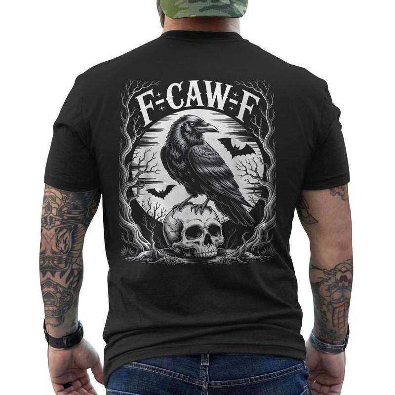 Black Crow, F-Caw-F Funny Black Bird moon Gothic Adult Humor ON BACK T-Shirt Hoodie, Sweatshirt | HypeCrazeTee.com