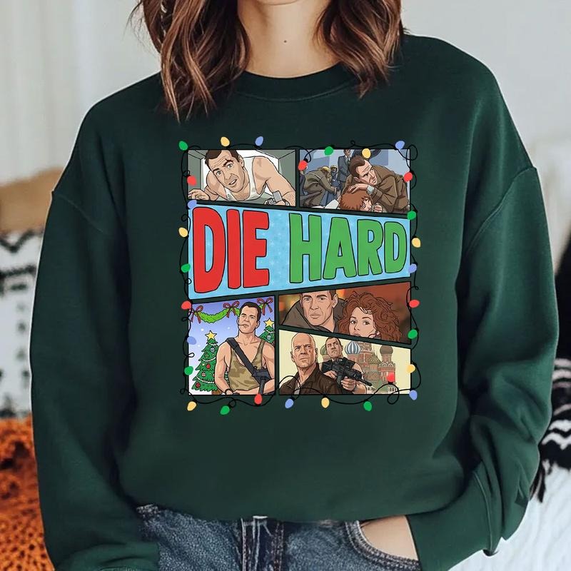 [Black Friday] Christmas Movies Shirt , Die Hard Christmas Tee, Bruce Willis Xmas Graphic T-shirt, Social Media Humor...