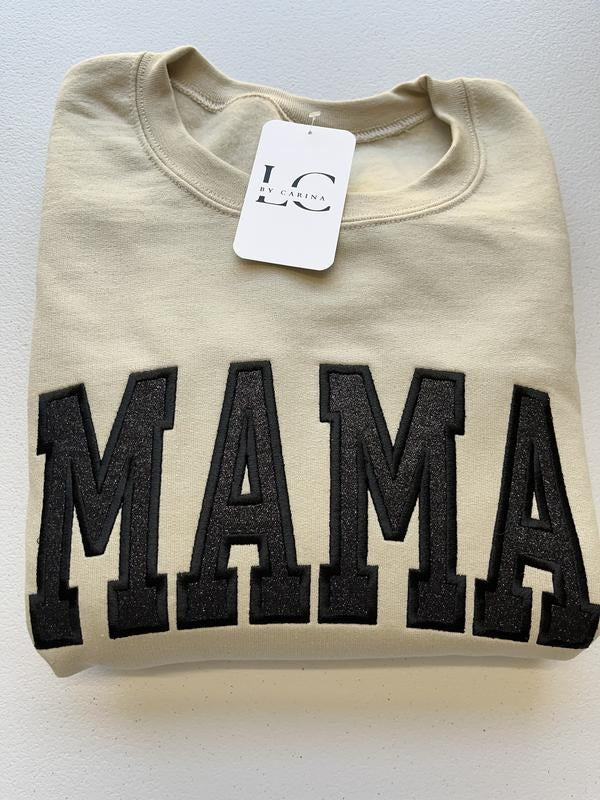 Black Glitter Sand Sweater | Embroidered Mama Sweater | Cozy and Stylish Mom Sweatshirt | Sparkly Mom Life Apparel |...