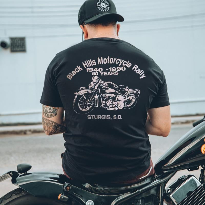 Black Hills Motorcycle Rally Printed Fashion Men's T-shirt - Naughty Clothes Men Hoodie, Sweatshirt | HypeCrazeTee.com