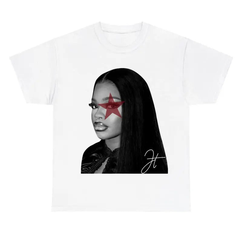 Black JT Tee, Red Star JT Shirt Cotton Fabric Hoodie, Sweatshirt | HypeCrazeTee.com