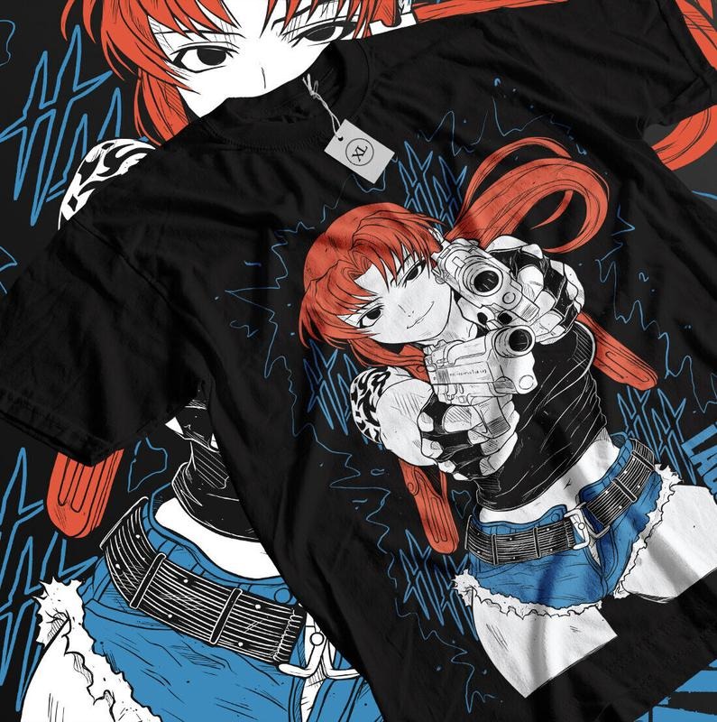 Black Lagoon Revy T-Shirt S-4XL Manga Strip Girl Anime Manga Gifts Shirt Tee Tshirt S-4XL Hoodie, Sweatshirt
