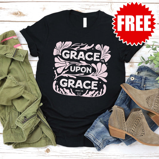 Grace Upon Grace Tee - Black - FREE