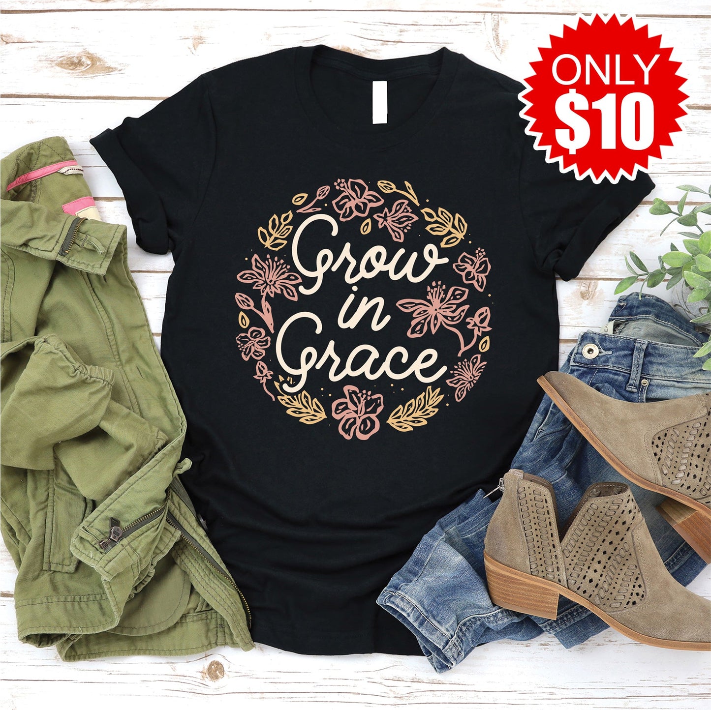 Grow In Grace Tee - Black