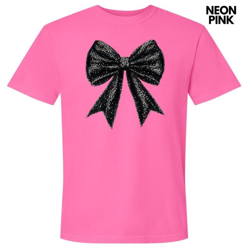 Black Shimmer Bow Comfort Colors T-Shirt 'NLB' Hoodie, Sweatshirt | HypeCrazeTee.com