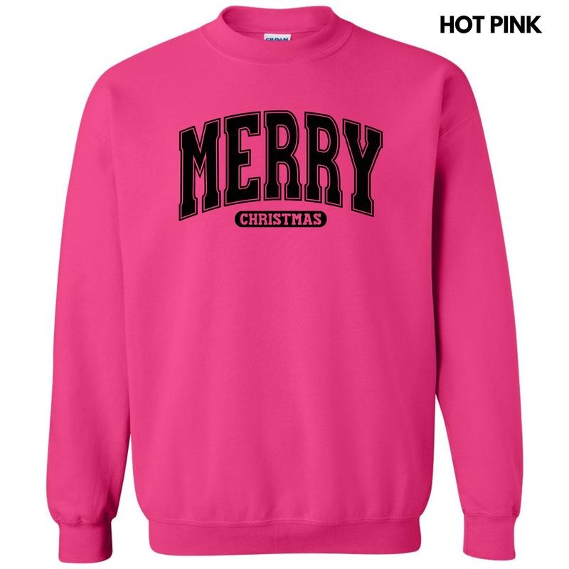 Black Varsity Merry Christmas Sweatshirt 'NLB' T-Shirts, Hoodie | HypeCrazeTee.com