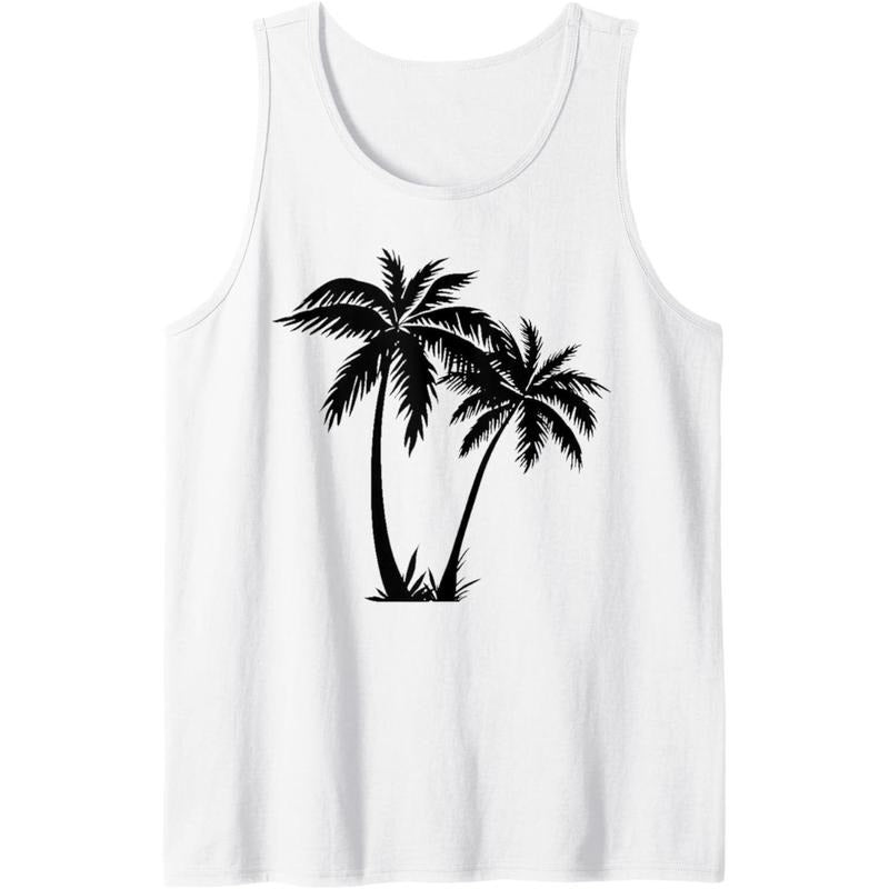 Black White Palm Trees Summer Sun Beach T-Shirt Women Men Tank Top Made in USA Hoodie, Sweatshirt | HypeCrazeTee.com