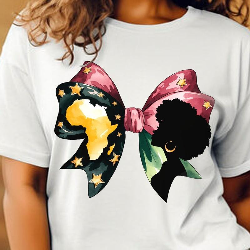 Black Women Coquette Bow African Map Shirt, African Woman Black Love Tee, African American Black Girl Magic Tee Hoodie,...