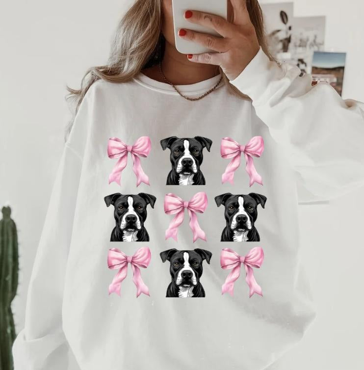 Black and white Pitbull  CREWNECK SWEATSHIRT Womenswear Casual Comfortable T-Shirts, Hoodie | HypeCrazeTee.com