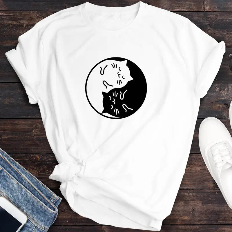 Yin Yang cute cat t-shirt / Gift For Cat Owner / Gift for her him / Cat lover gift / Cuddling Cats Shirt / Gift for Pet...
