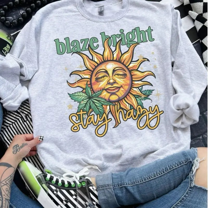 Blaze Bright Stay Happy Ash Grey Sublimation T-Shirts, Hoodie, Sweatshirt