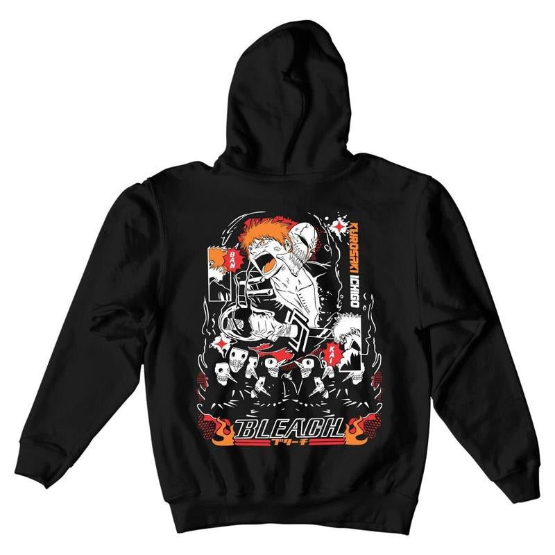 Bleach Hoodie Zaraki Kenpachi Ichigo Bankai Manga Strip Horror Hoodie Tshirt S-4XL Sweatshirt | HypeCrazeTee.com
