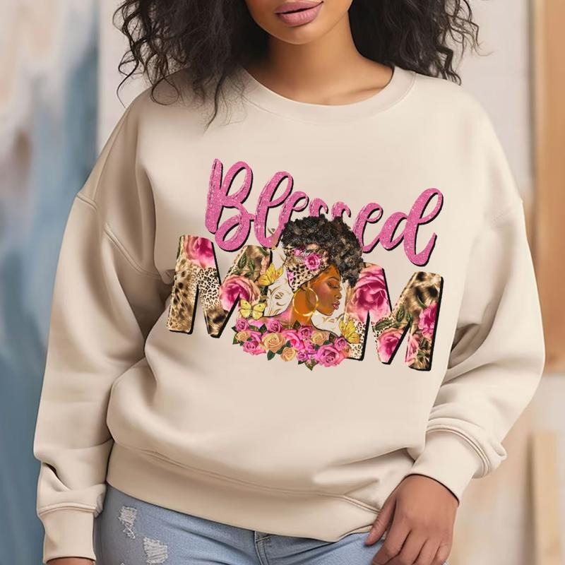Blessed Mom Afro Woman Sweatshirt, Black Woman Tee, Christian Afro, Floral Mom Shirt, Mom Gift, Mother's Day Gift Hoodie